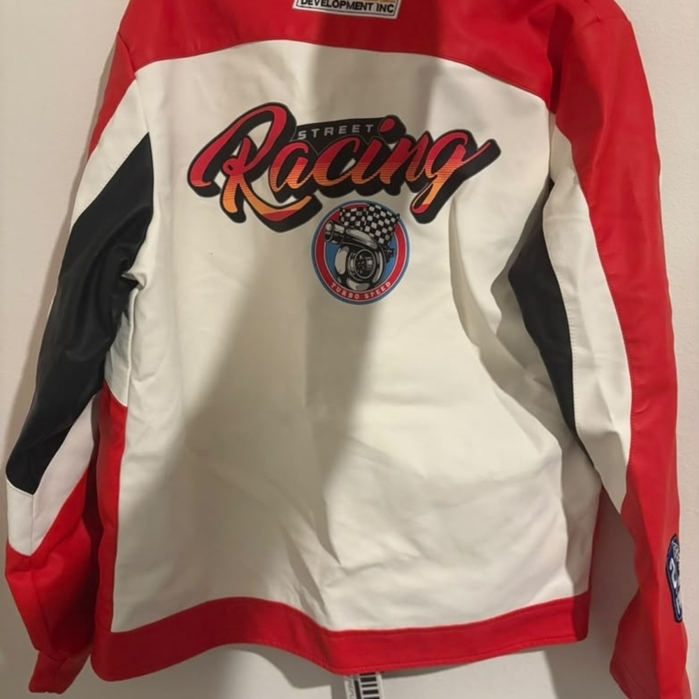 Speed Racing Red & White Men's Jean Jacket - Picture 2 of 3